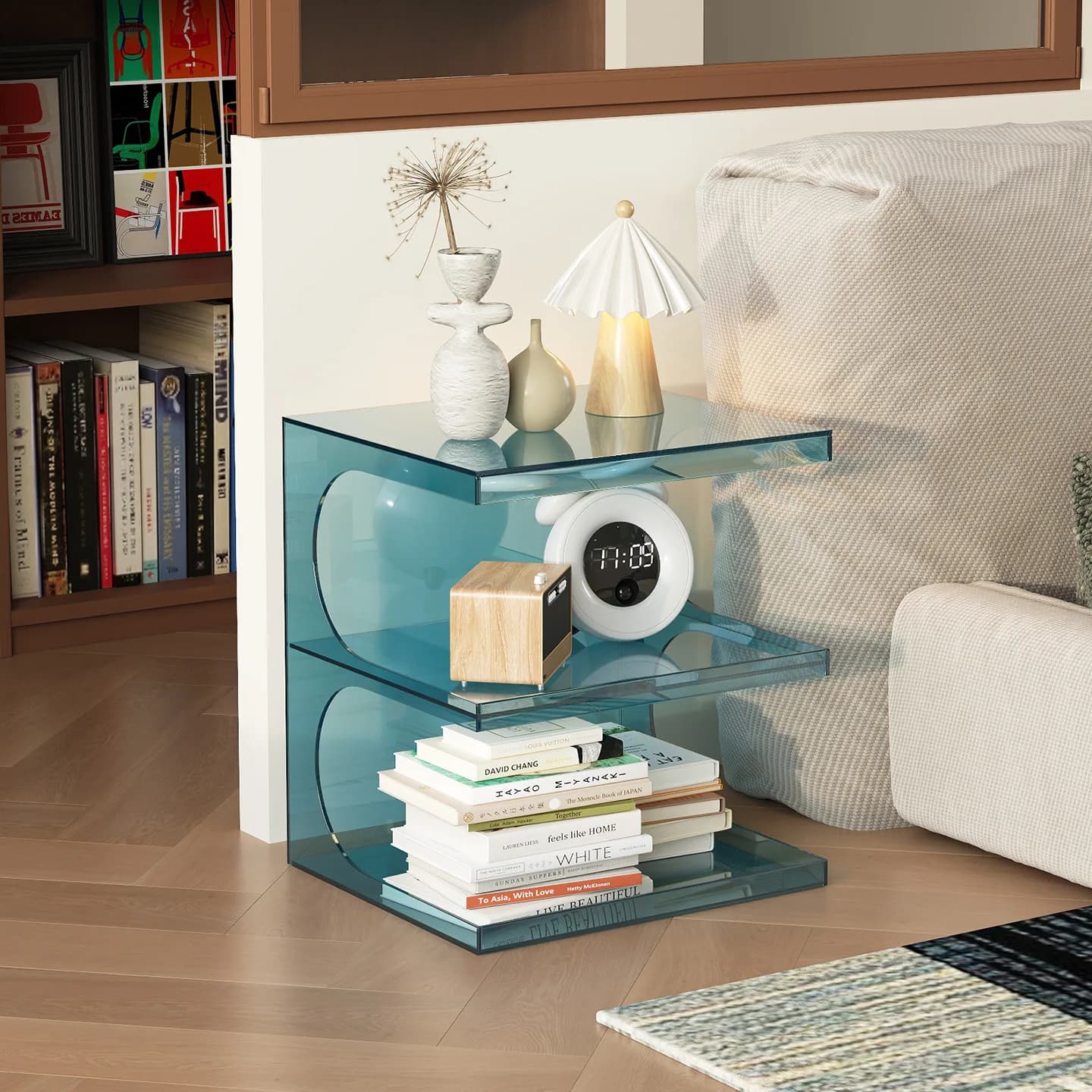 HYS light luxury transparent edge few household minimalist sofa small side table simple living room solid wood bay window