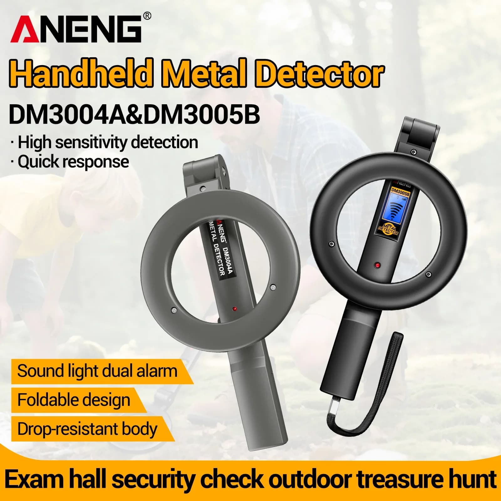 Portable Handheld Metal Detector Ferrous  Non-Ferrous Metal Scanner LED Buzzer Alarm Low Power Indicator -10~50℃ Security Check