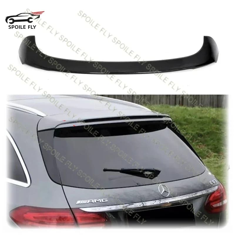 For Mercedes-Benz C Class W205 Estate C180 C200 C260 C63 AMG Rear Roof Wing Spoiler Glossy Black Or Carbon Fiber Look Body Kit