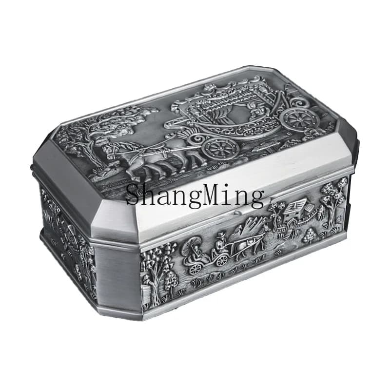 DSA Creative Retro Castle Jewelry Storage Box Zinc Alloy Exquisite Embossed Gift Box