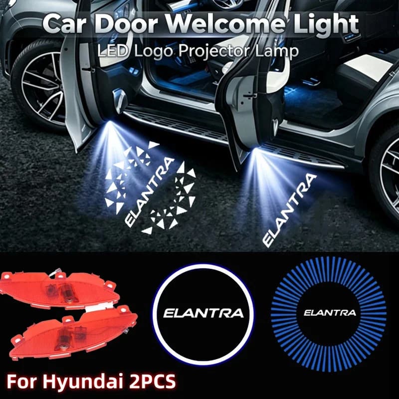 2PCS Ghost Shadow Emblem LED Car Door Courtesy Projector Welcome Lamps For Hyundai ELANTRA 2008‑2015 Modification Accessories