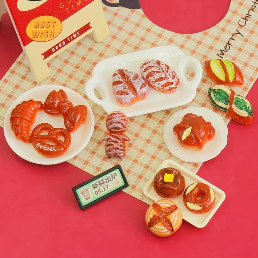Kawaii Resin Mini Bread Parts Cabochon Flat Back Charms DIY Embellishments Scrapbooking Material Craft Flatback Dollhouse Figure