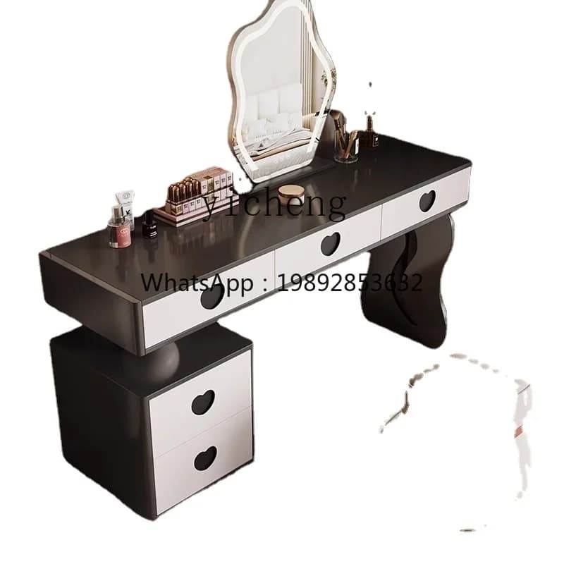 ZZf Rock Plate Dresser Chest of Drawers Bedroom Makeup Table Light Luxury Solid Wood Paint Modern