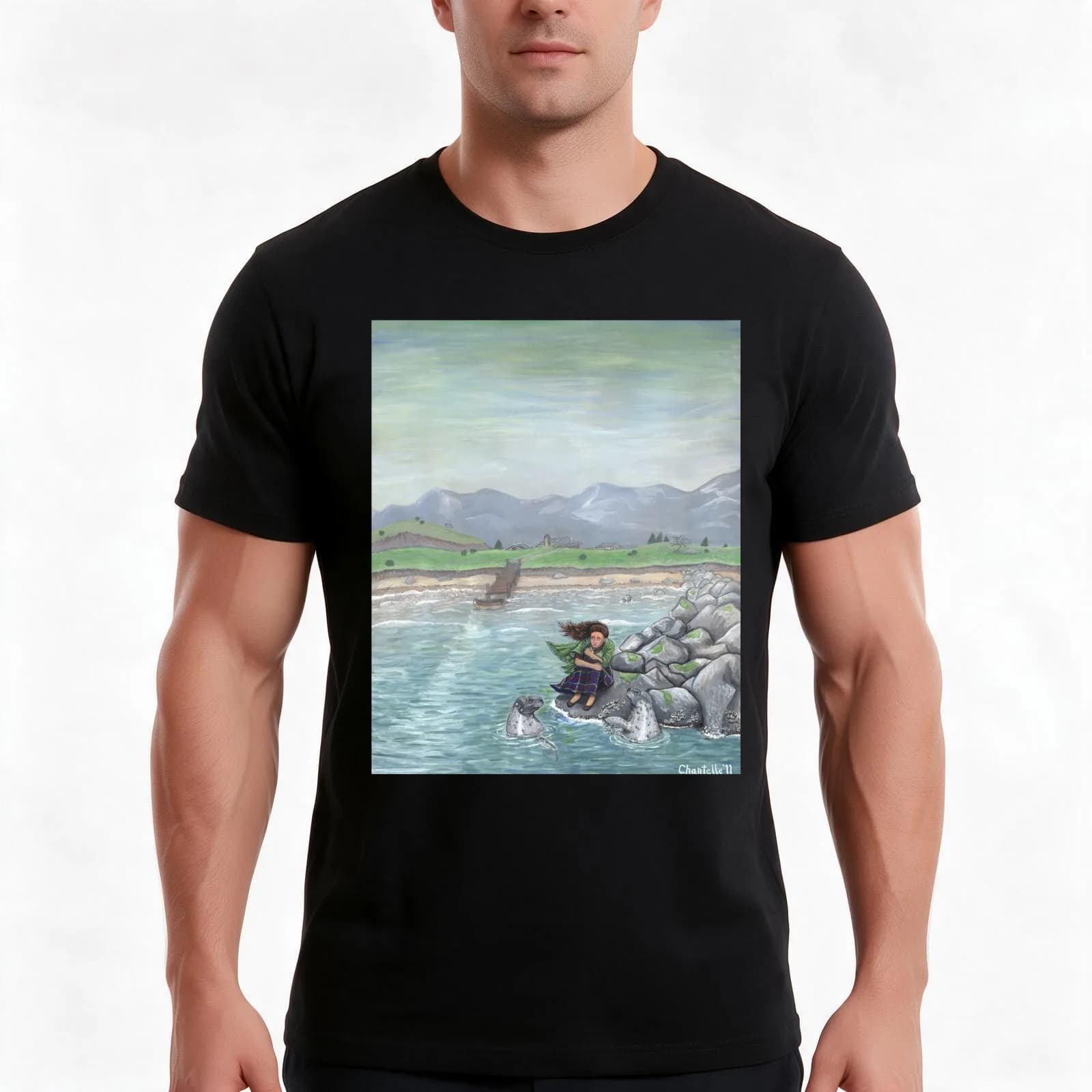 The Selkie Wife T-Shirt, Summer Casual Cotton Tee, Oversized Streetwear Tops, Vintage Graphic Print, Loose Fit Short Sleeve