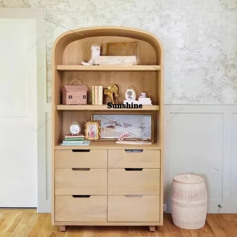 American light luxury solid wood, simple living room old open storage drawer decorative cabinet
