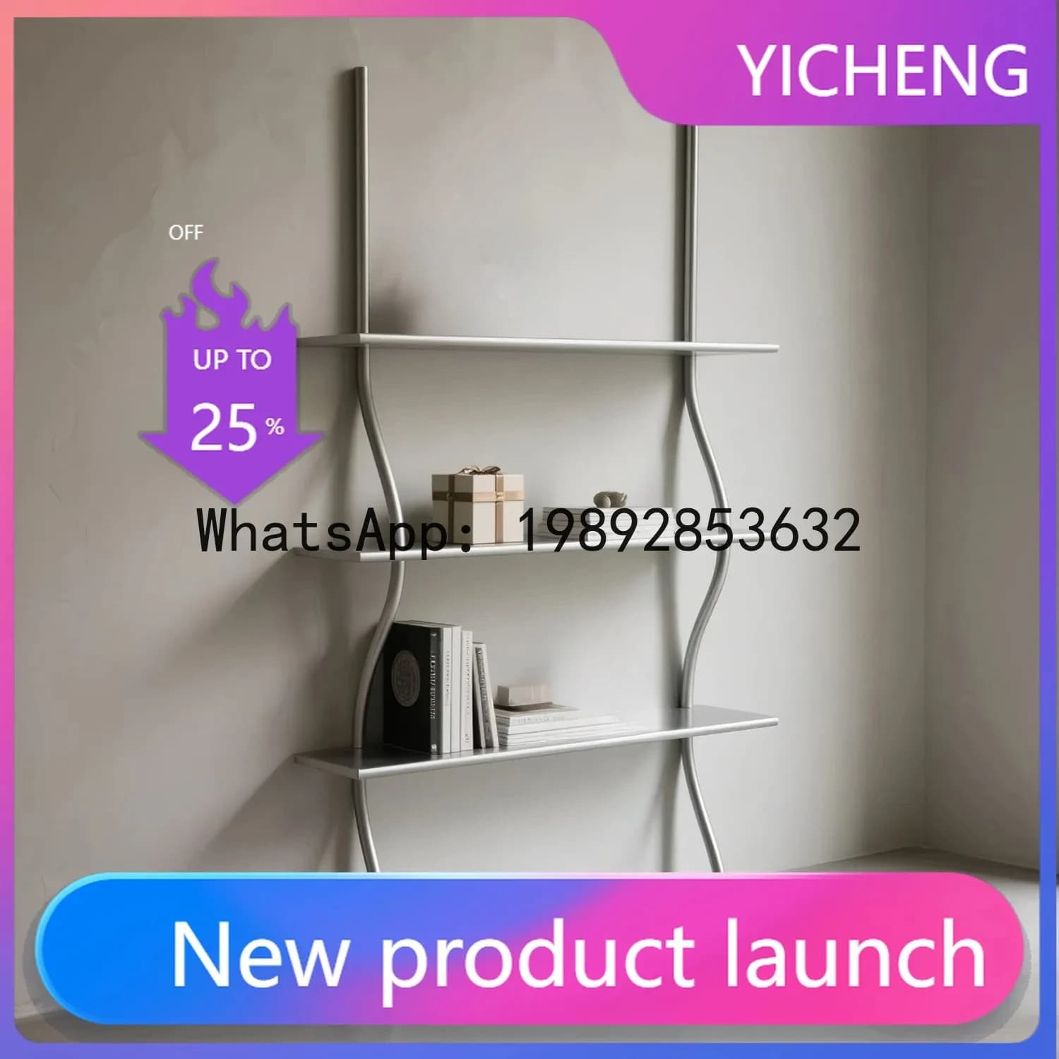 QQ Stainless Steel Bookshelf Storage Rack Floor-standing Simple Office Entrance Partition Multi-layer Display Rack
