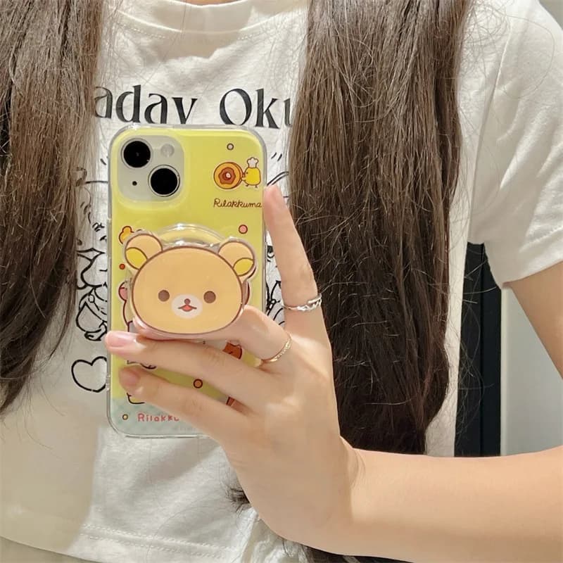 Magnetic Reading Easy Bear Phone Case with Bracket For iPhone 11 12 13 14 15 16 pro max