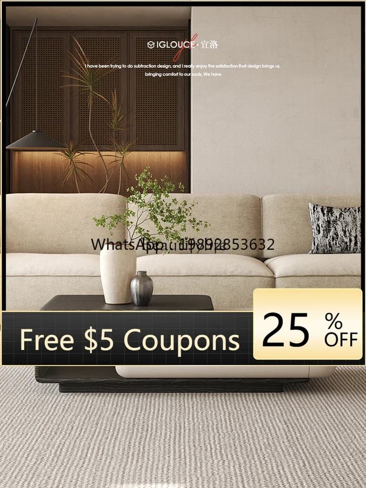 FF Simple and modern Nordic small apartment rectangular walnut color coffee table storage tea table
