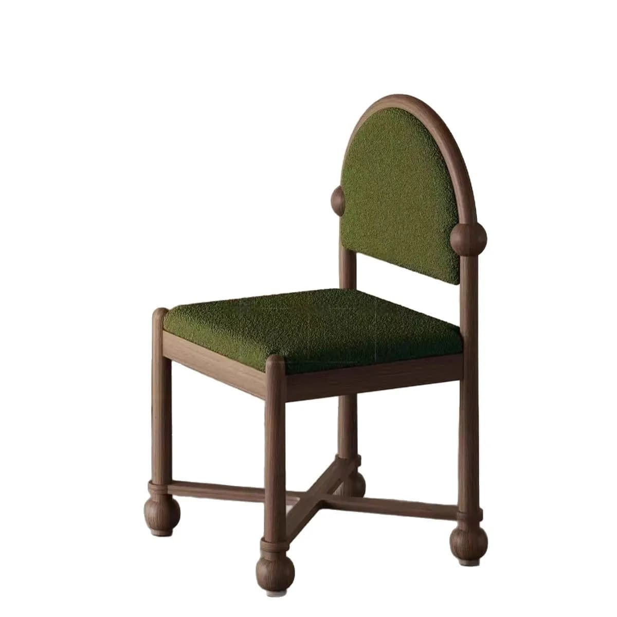 YJQ French medieval solid wood dining table and chairs Home retro lamb wool restaurant chairs Light luxury artistic chair