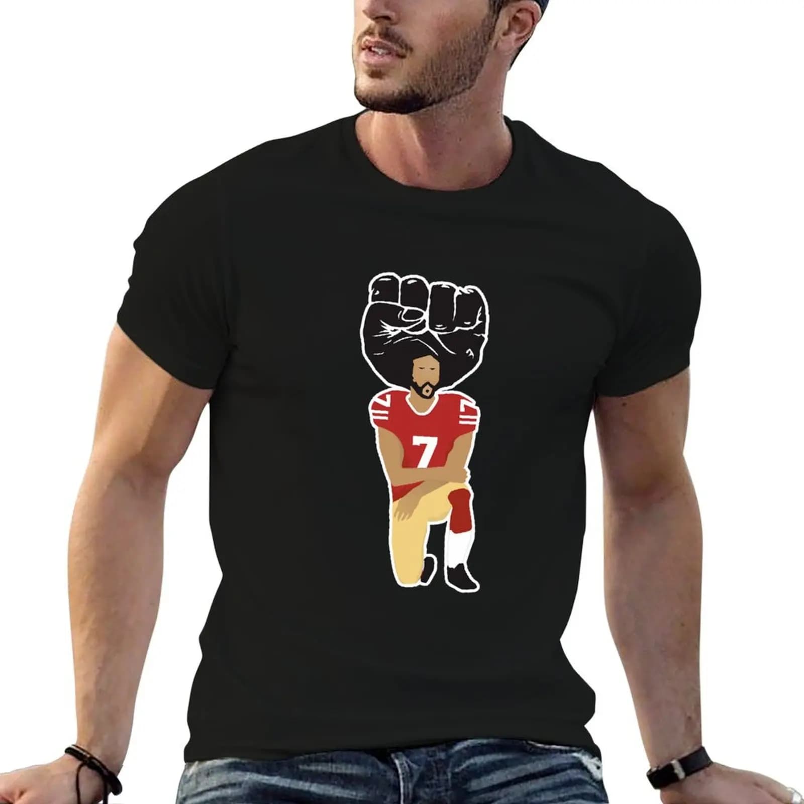 Men Women Right Colin Kaepernick Kneeling Gift I'm With Kap T-Shirt Casual Trendy Short Sleeve T-Shirt