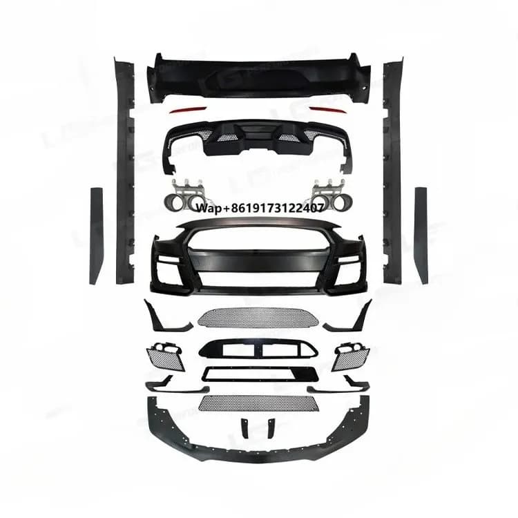 pp Material Bodykit for  18-20 Upgrade to GT500 Style Front Bumper Rear Bumper Side Skirts Front Lip Exhaust Bodykit