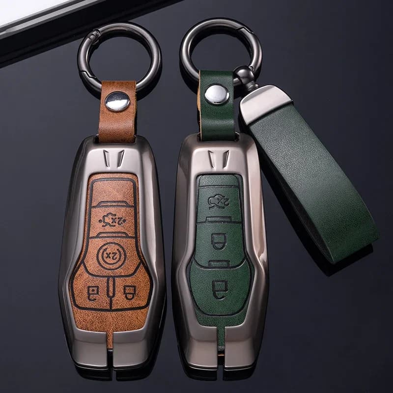Alloy Key Cover Case For Ford Fusion Mondeo Mustang F-150 Explorer Edge 2015 2016 2017 2018 Car Styling Key Protection Keychain