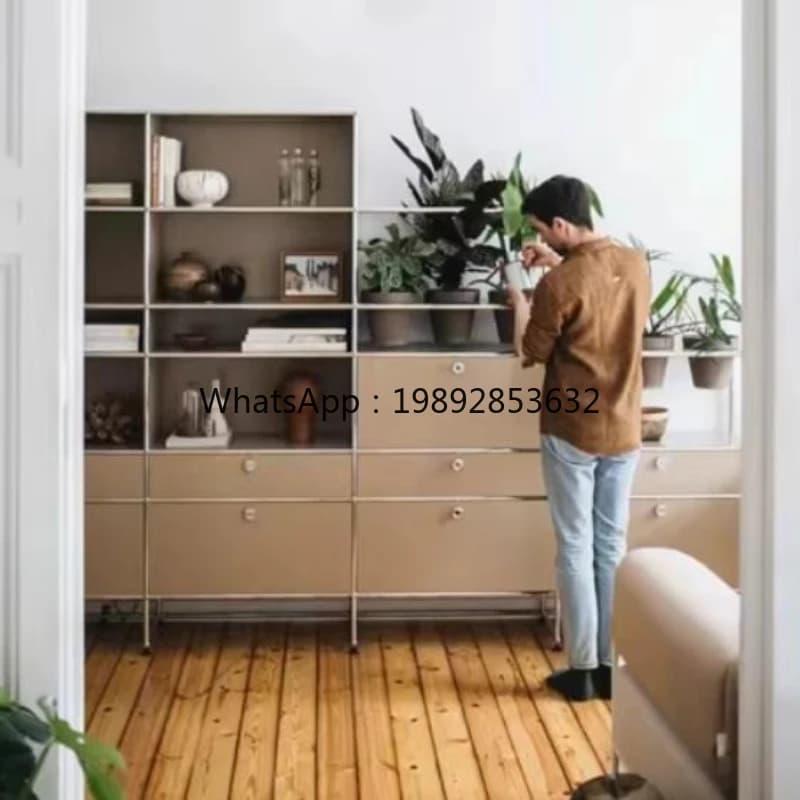 ACC   floor TV cabinet modern simple living room ins wind stainless steel medieval storage locker