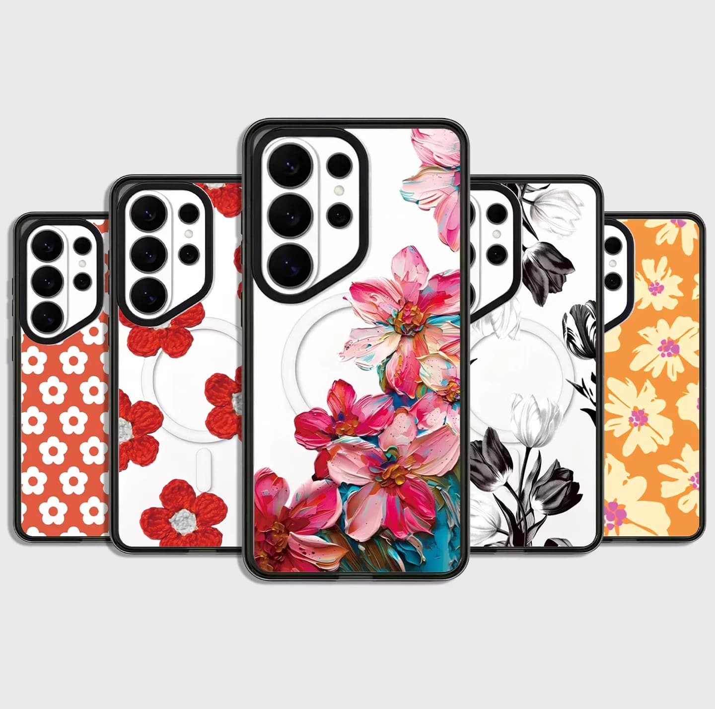 Oil Painting Red Flowers Acrylic Case for Samsung Galaxy S26 S25 S24 S23 Ultra S26U S24+ S25+ S26 Plus Protective Case