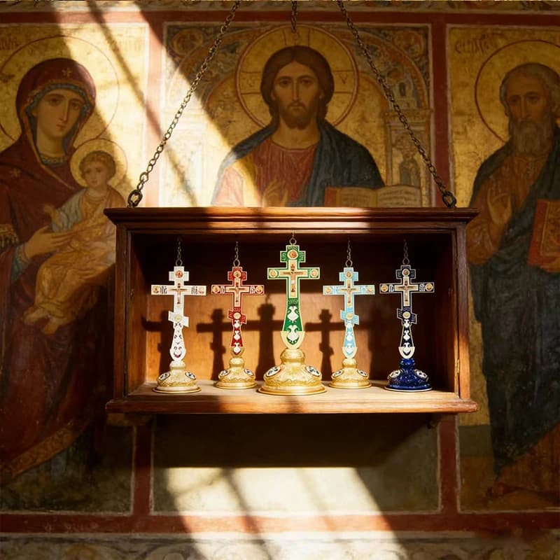 New Orthodox Church Jesus Cross Family Decoration for Religious Ceremony and Prayer Ceremony Cross Holding Family Cross Box Gift