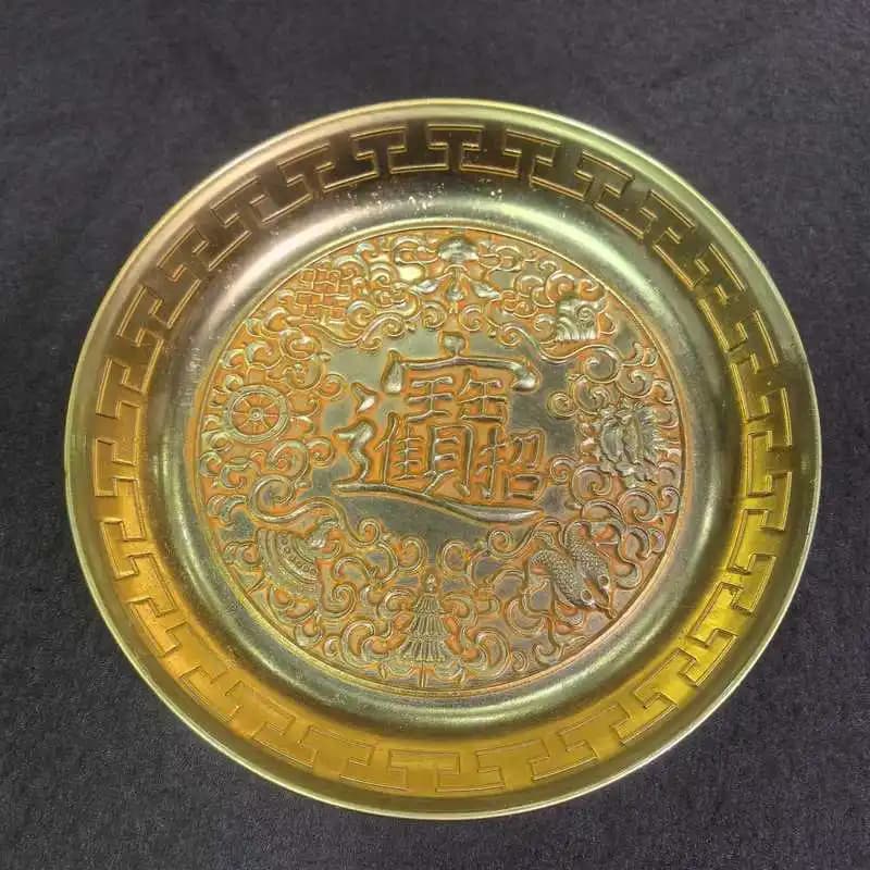 Chinese-style alloy fortune tray decorative ornament for home desktop with the character Fu on it