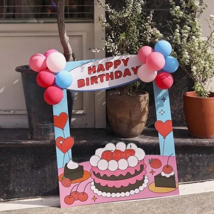 Festive Atmosphere Children's Birthday Party Decoration Props Photo-taking Equipment Stand Frame KT Board Material