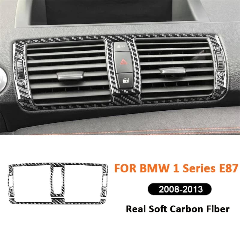 For BMW 1 Series E87 2008-2013 Carbon Fiber Car Center Air Conditioning Outlet Vent Frame Decoration Sticker Auto Interior Parts