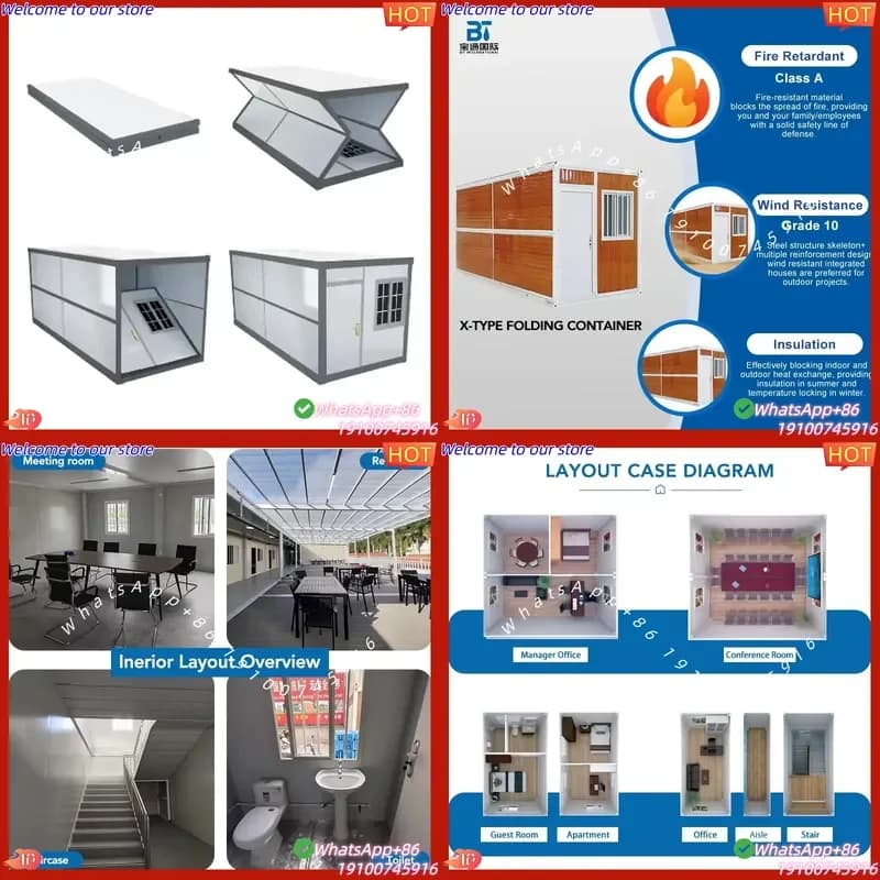 2026 Fully Equipped Modern Foldable Prefabricated Container House Quick Assembly Flat-Packed Office Villa Sandwich Panel