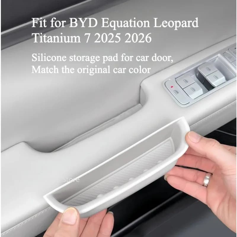 For BYD Ti 7 2025 2026 Auto Car Door Slot Storage Box Car Door Handle Silicone Pad Upgrade Parts