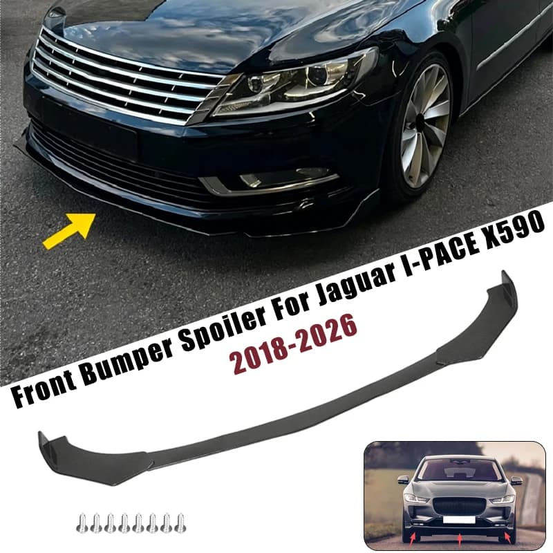 Sport Front Bumper Splitter Spoiler Lip For Jaguar I-PACE X590 2018-2026 5Pcs Adjustable Sectional Car Exterior Tuning Body Kit