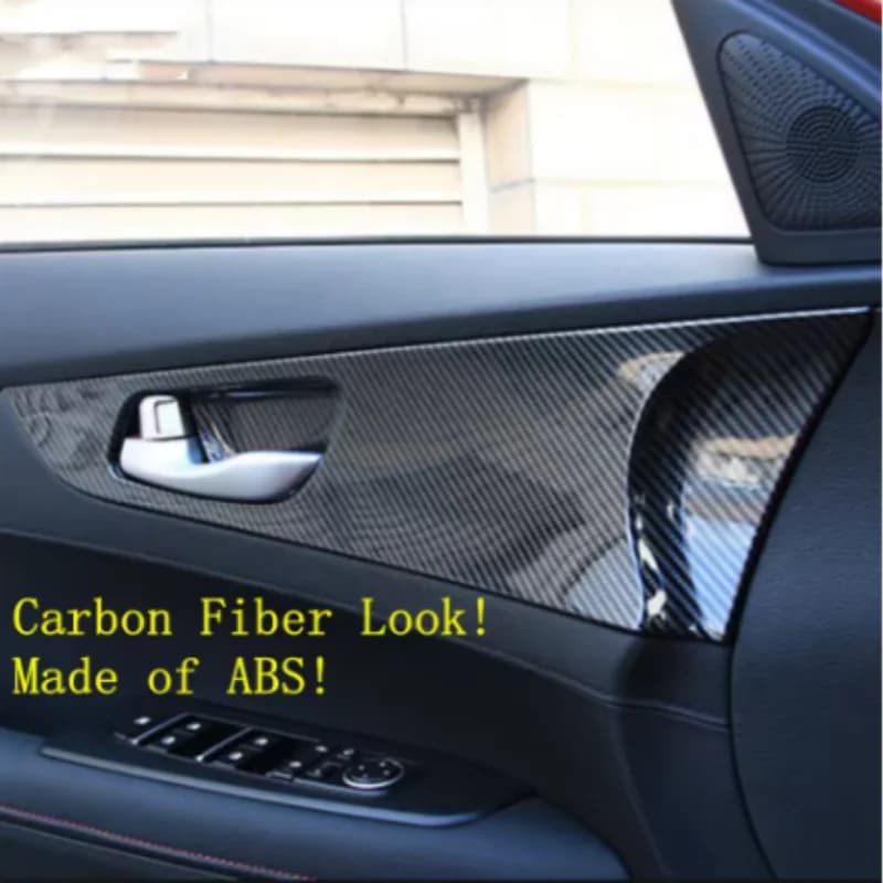 Car Glass switch Inner Door Armrest Handle Bowl  Trim For Kia Forte / Cerato / K3 2019 - 2023 Carbon Fiber Accessories Interior