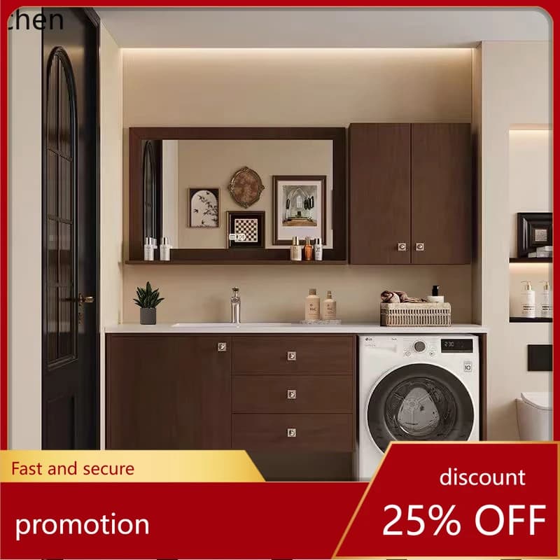 HT Washing Machine Bathroom Cabinet Combination Oak Slate Bathroom Balcony Cabinet