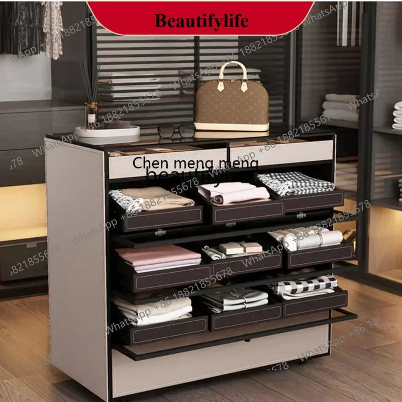 D178 Y Italian Minimalist Cloakroom Middle Island Cabinet Bedroom Jewelry Display Cabinet Modern Minimalist Double-Sided Movable
