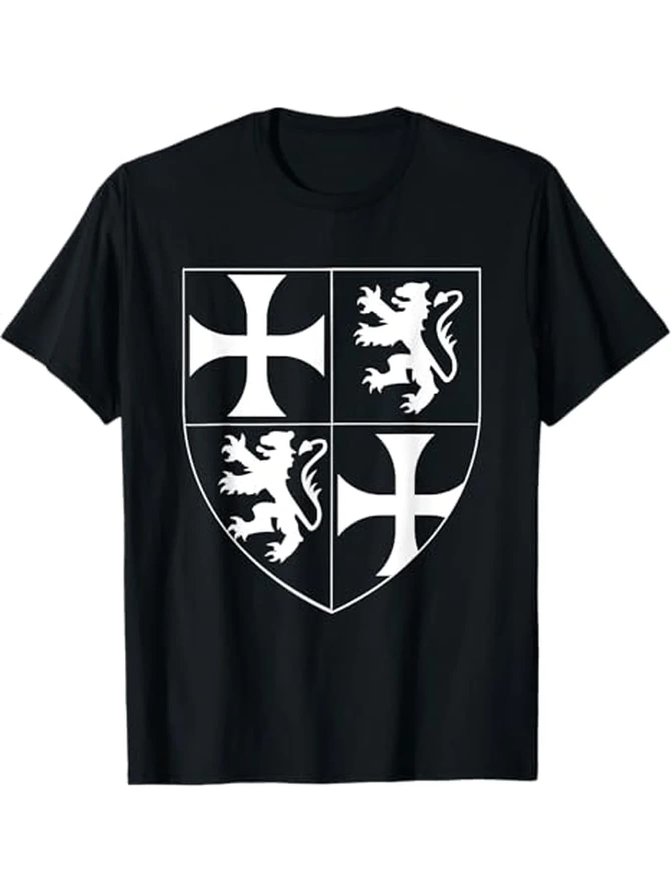 Medieval Knights Templar Coat of Arms Shield T-Shirt 100% Cotton O-Neck Short Sleeve Summer Casual Mens T-shirt Streetwear