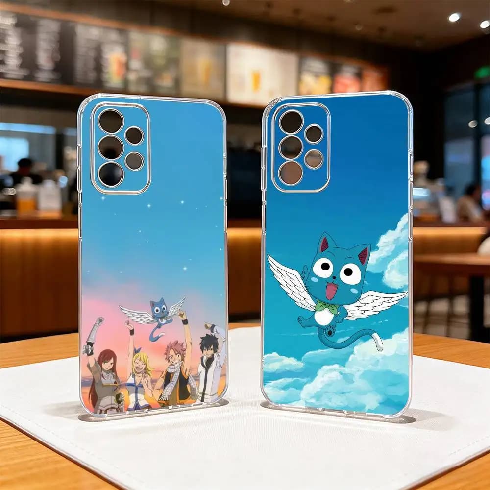 Anime Fairy Tail Happy Phone Case Transparent Silicone Soft For Samsung S25,S24,S21,S22,S23,S30,Ultra,S20,Plus,Fe