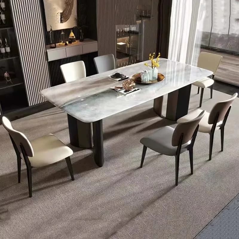 Italian Rectangular Table Chairs Waterproof Metal Modern Kitchen Dining Table Luxury Design Mesa De Jantar Restaurant Furniture