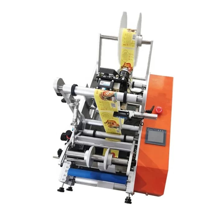 Table Top Small Bottle Labeling Machine Semi Auto Round Bottles Adhesive Sticker Printing Machine