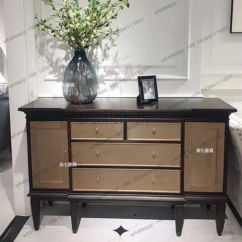 French retro solid wood TV cabinet simple and old display locker