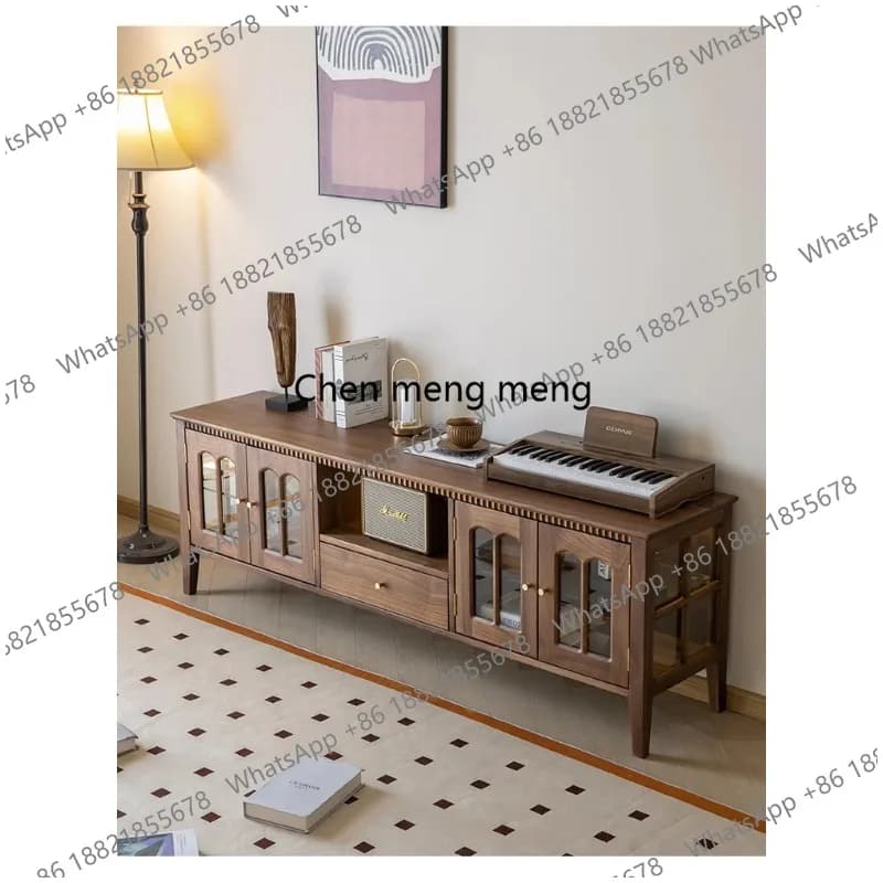 North American Black Walnut Wood french TV Cabinet All Solid Wood Living Room retro Storage Cabinet