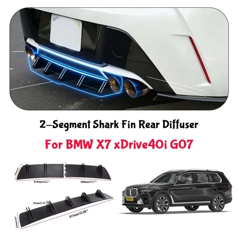 For BMW X7 xDrive40i G07 Shark Fin Rear Diffuser Split Chassis Spoiler Auto Aerodynamic Parts Aerodynamic Modification