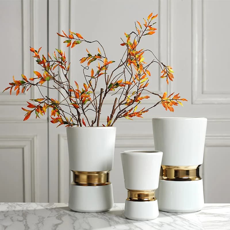 Light luxury ceramic vase Nordic style ins modern white living room net red large caliber dry flower arrangement decoration