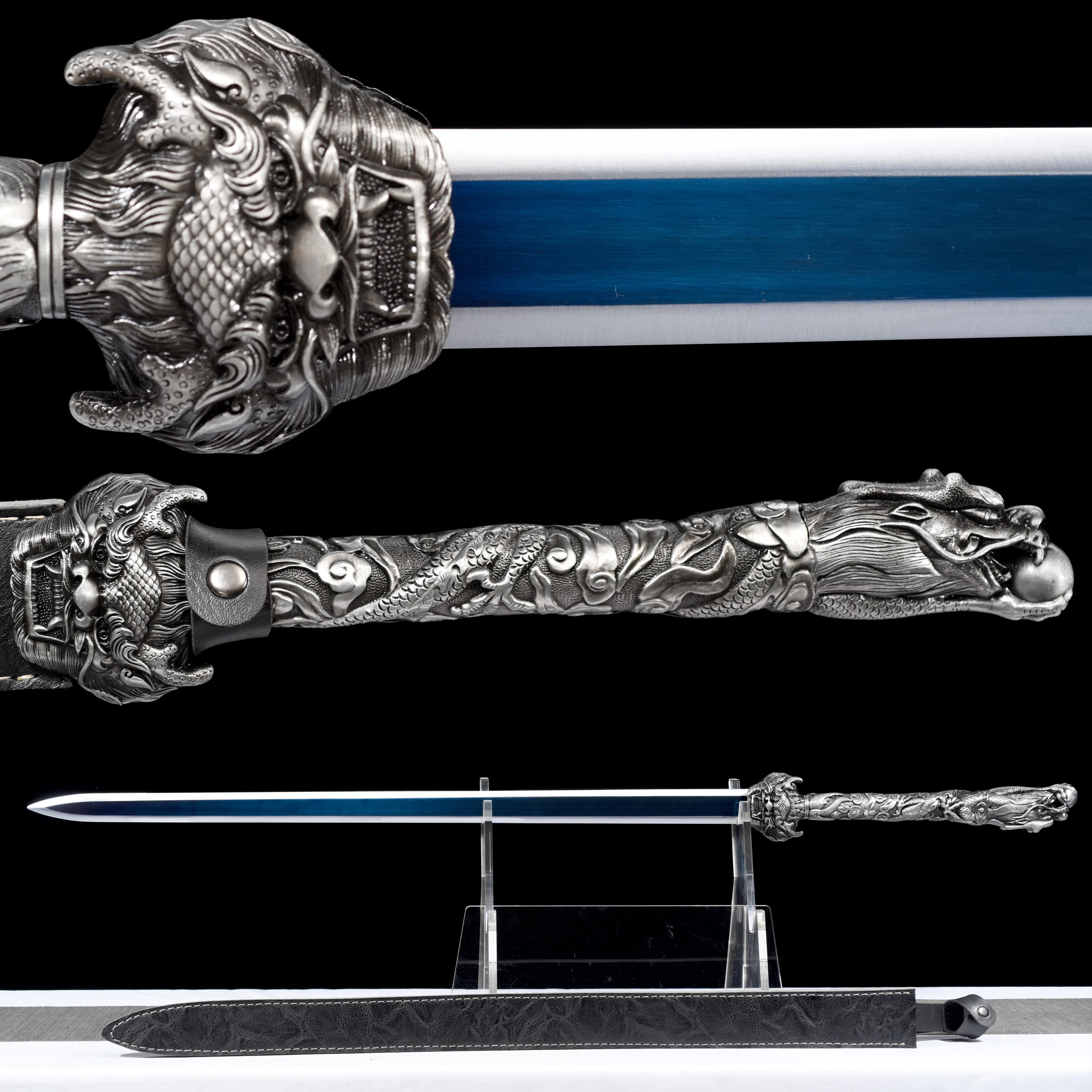 110cm Medieval blue Dragon King sword katana Knights Templar cosplay European Crusader swordsmen training Battle Preparation