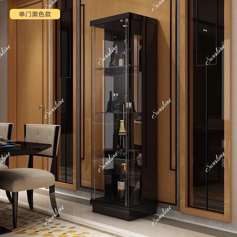 Modern simple home display cabinet living room against the wall wine cabinet with lamp locker