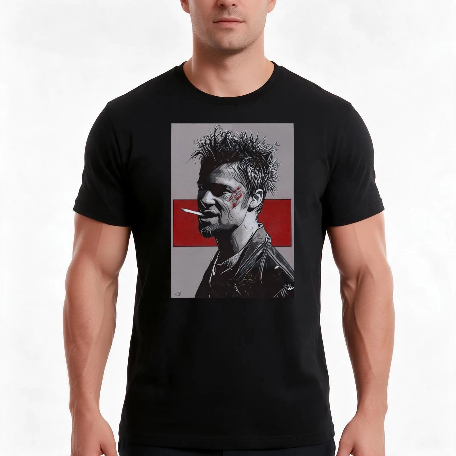 Tyler Durden T-Shirt, Summer Casual Cotton Tee, Oversized Streetwear Tops, Vintage Graphic Print, Loose Fit Short Sleeve