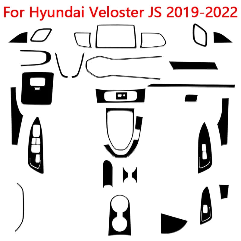 For Hyundai Veloster JS 2019 2020 2021 2022 ABS Jet Black Various Parts Decorative Stickers Car Styling Interior Accessories