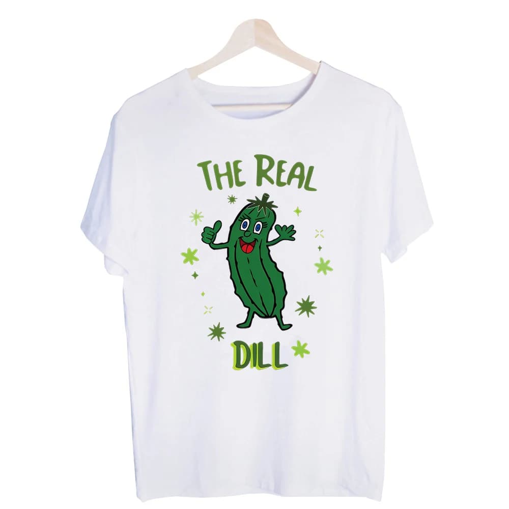 Men's Pickle Character Graphic Tee, Short Sleeve Crew Neck T-Shirt for Casual Summer Outfits
