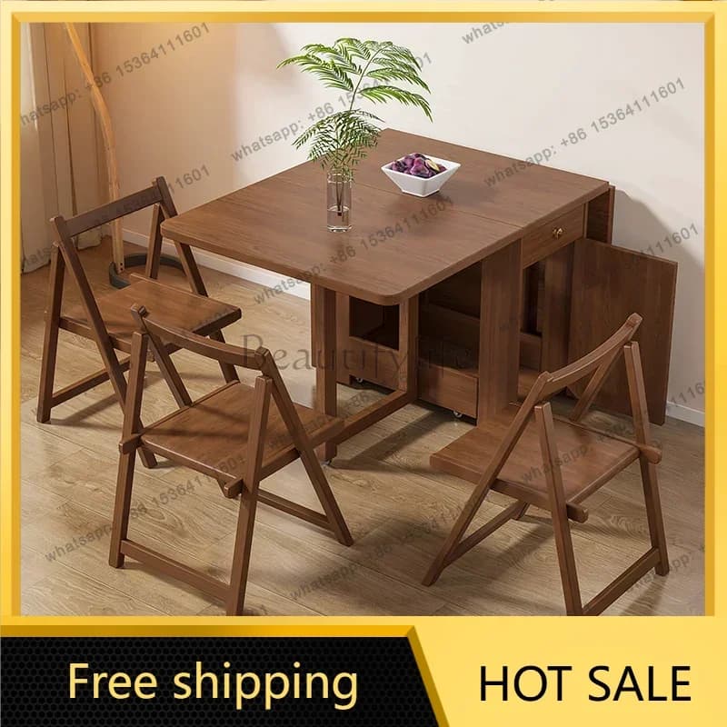 LJY Folding Wood Dining Table Modern Chairs Extendable Wall Dining Table Designer Corner Space Saving Mesas De Jantar Home Furni