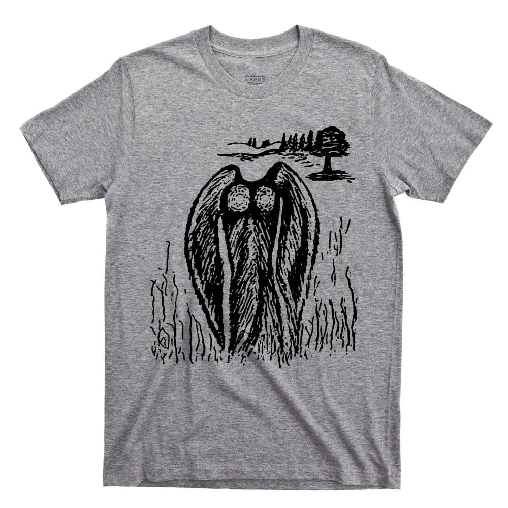Mothman Sketch T Shirt - Silver Bridge Point Pleasant West Virginia Red Eye Cryptid Graphic TShirt