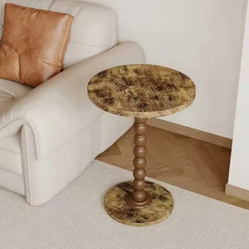 Modern round sofa side table small design simple wooden coffee table