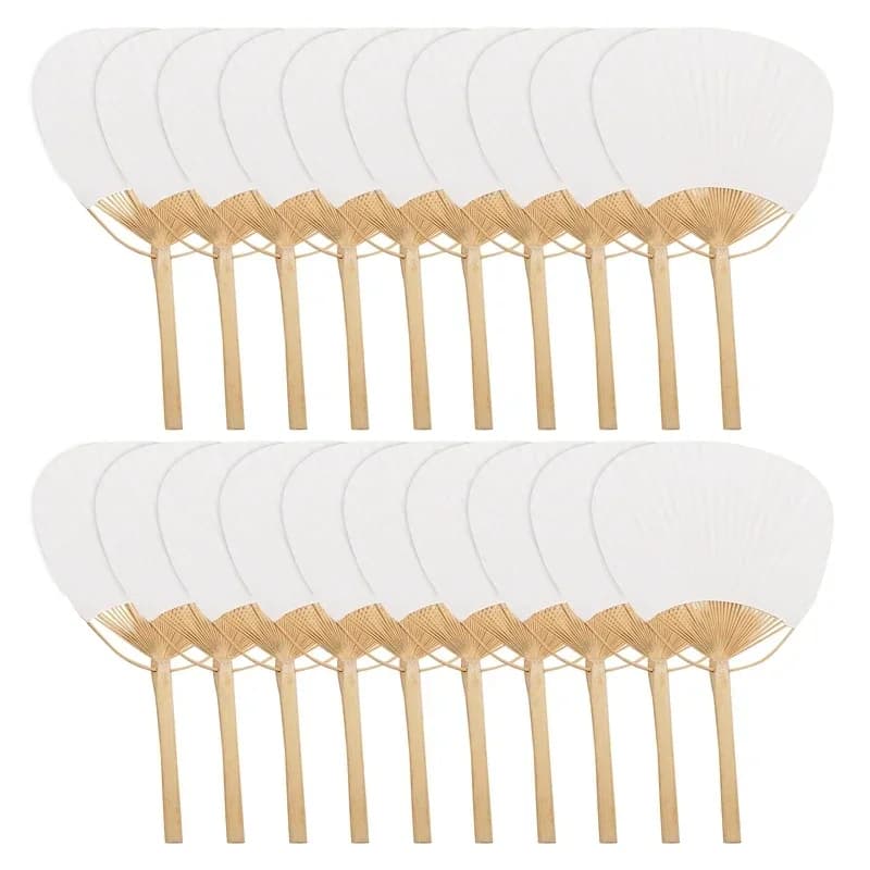 10/20/50pcs Pai  Bambu  Pure White Bamboo Handle Blank Calligraphy nting  Group Fan   Summer