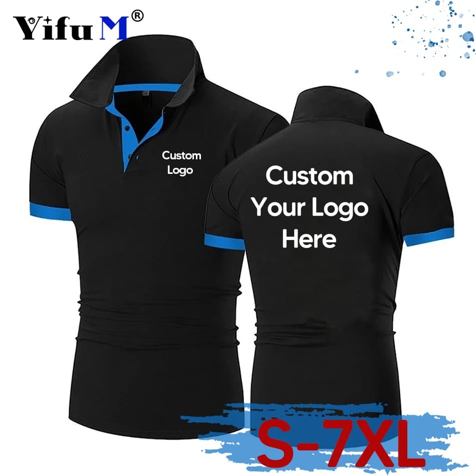 Company Personal Business Short Sleeve Polo Design Printing Logo Casual Men And Women Lapel Cotton Slim Fit Shirt Custom T Shirt