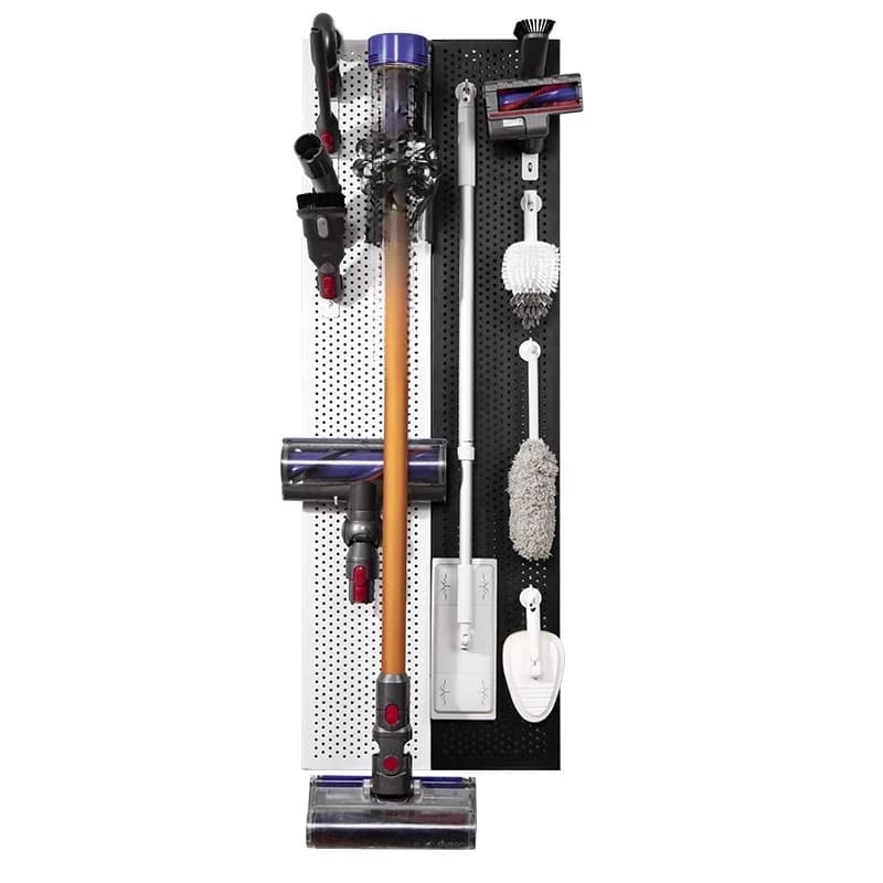 Hole plate rack, vacuum cleaner storage, wall-mounted bracket, metal accessories, cleaning tool storage, free punching
