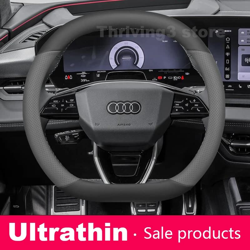 Leather Car Steering Wheel Cover For Audi Q4 e-tron S Line Q6 e-tron quattro S e-tron SQ6 e-tron SQ5 Sportback 2026 Accessories