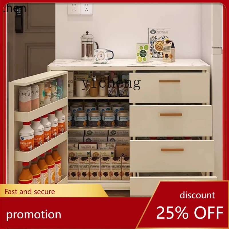 HXL Cream Style Rock Slab Sideboard Storage Tea Cabinet Simple Storage Cabinet