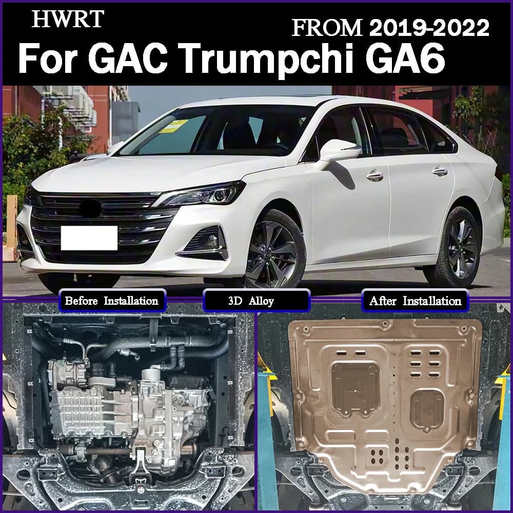 Car Accessories Black Under Engine Guard Mudguard Board Splash Shield Mud Fender Plate Panel For GAC Trumpchi GA6 2019-2022 1.5T